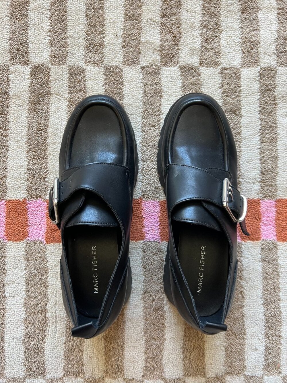 NWOT Black Marc Fisher Platform Loafers, size 8 - Picture 2 of 7